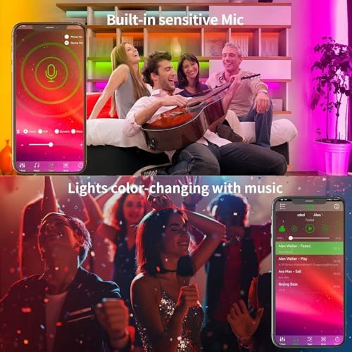 KSIPZE Led Lights for Bedroom 50ft Led Strip Lights with Remote App Control