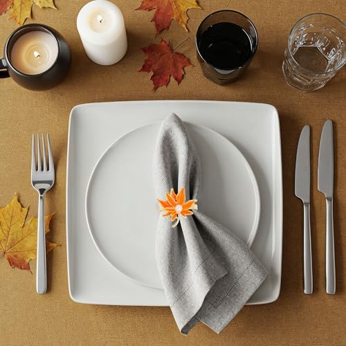 Whaline Fall Leaves Napkin Rings Set of 6 Thanksgiving Party Maple Leaves Napkin Holders Metal Napkins Buckle for Autumn Thanksgiving Harvest Dinner Party Table Setting Decor