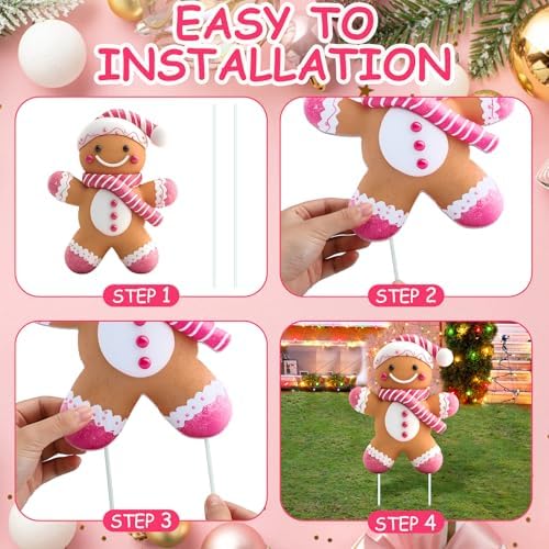 8 Pcs 3D Christmas Gingerbread Yard Signs Outdoor Decor, Elegant