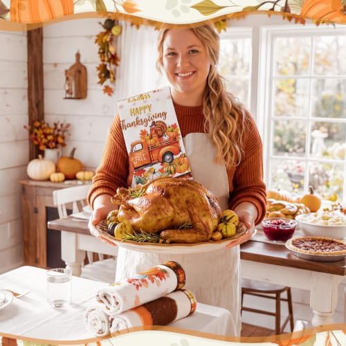 Redbaker 6 Pcs Thanksgiving Kitchen Towels, Turkey Pumpkin Funny Dish Towel, Fall Absorbent Farmhouse Decorative Fast Drying Tea Dishcloth with Hanging Loop for Kitchen Bathroom Home Housewarming Gift