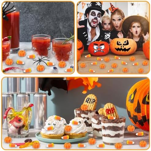 Halloween Mini Decor 70PCS Fake Resin Pumpkins Candy Corn Figurines