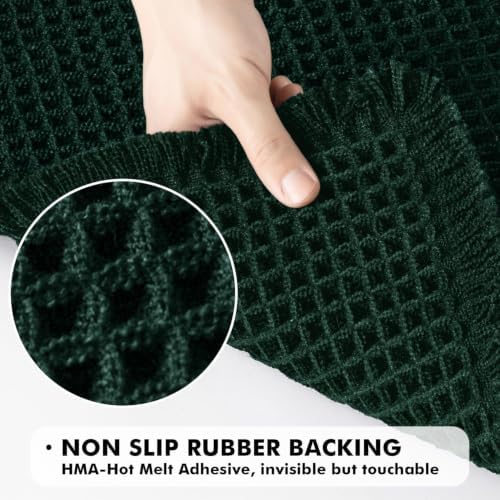 MIULEE Set of 2 Waffle Bathroom Rugs Boho Bath Mat Dark Green 18x30 Inch
