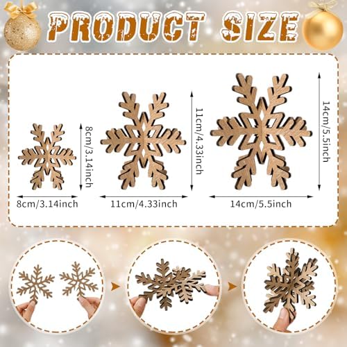 Bucherry 12 Pcs Wooden Snowflakes Table Decor,Rustic Color