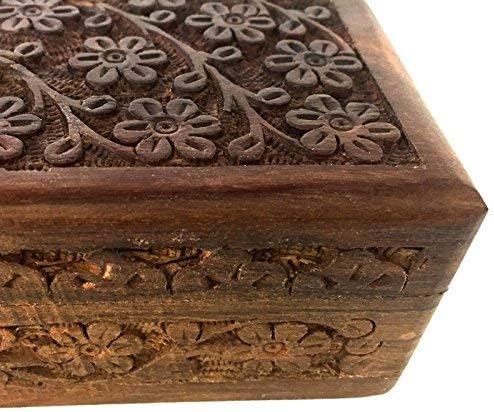GIFT IDEAS~ Handmade Wooden Box by ~ for storing Jewelry / 4 x 6 / Floral Carved