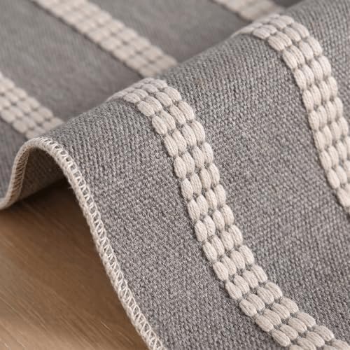 Artoid Mode Grey Farmhouse Dashed Stripe Table Runner, Seasonal Holiday Boho Rustic Kitchen Dining Table Decoration for Home Party Decor 12x72 Inch