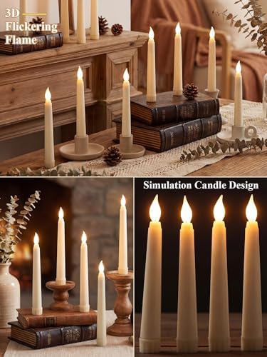 Treela Battery Operated LED Taper Candles,Basic,6 Inch,Ivory