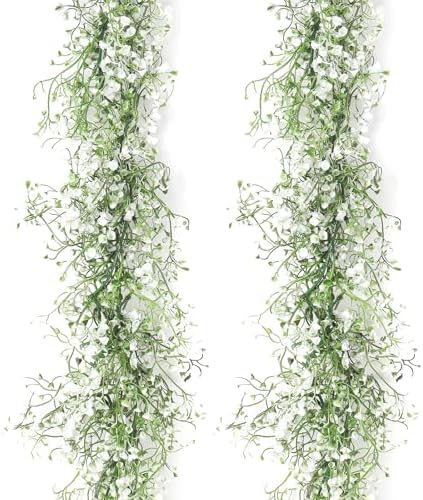 RECUTMS 2Pcs Artificial Wisteria Garlands 5.6Ft Plastic Hanging Vines White