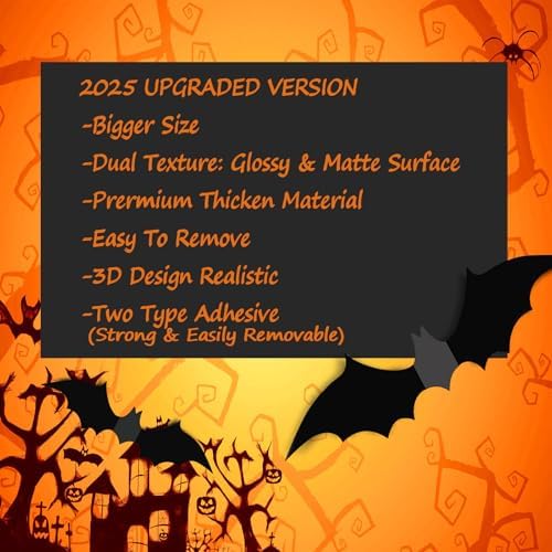 Bats Halloween Decoration, 60Pcs Black Bat Stickers