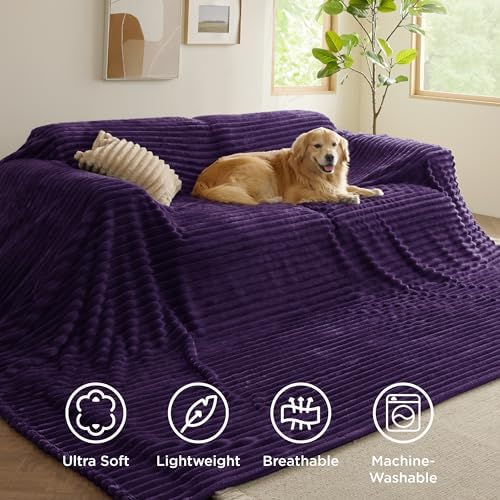 Bedsure Extra Soft Large Fleece Blanket for Bed Purple 120"x120"