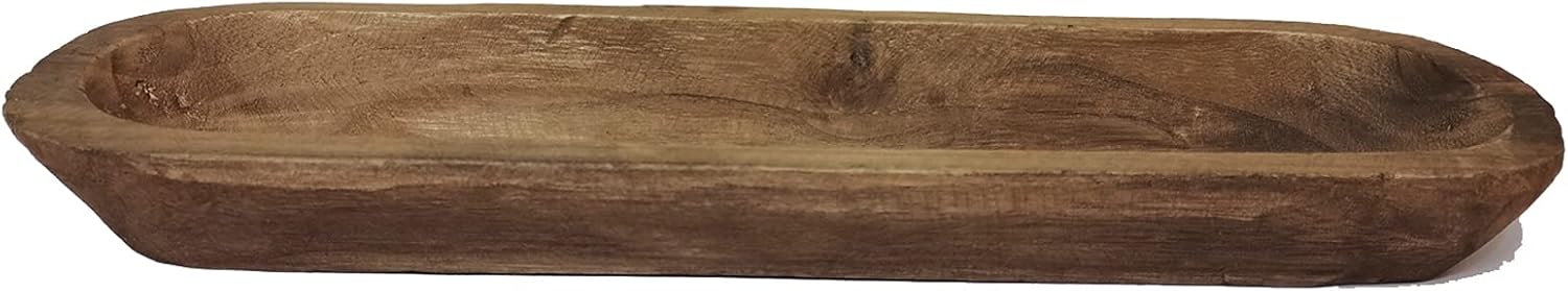 Wooden Dough Bowl Decor / 20inch Brown