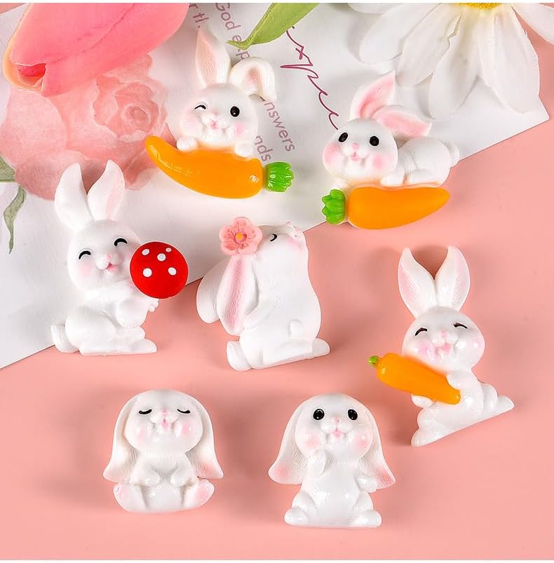 Easter Mini Bunny Decorations, Resin Rabbit with Carrot Vase Fillers, 50 Pieces, 1.57x1.2 inches,for Centerpieces Table Decorations,Table Scatters (Orange)