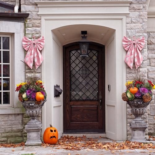 Suncalla 2 Pcs Pink Halloween Ghost Wreath Bows 18'' x 12''