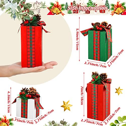 Amyhill 3 Pcs Christmas Table Centerpieces Christmas Wooden Present Decor
