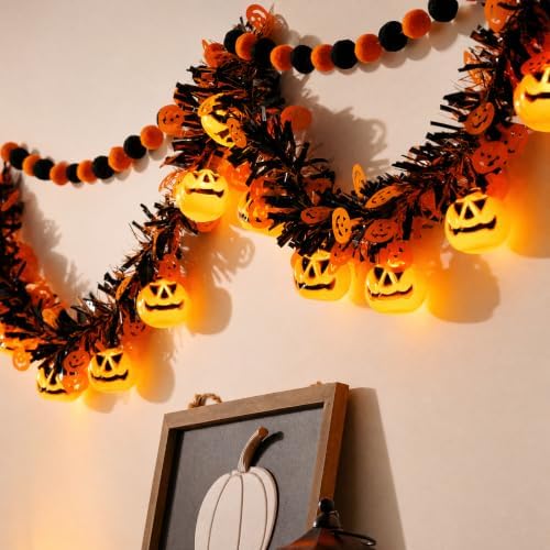 Halloween Garland with Lights, Halloween Tinsel Garland 10FT 20LED