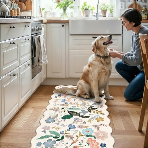 Washable 2x4 Entryway Area Rugs: Vintage Water Resistant Kitchen Rug Non-Slip Durable Doormat Ultra Soft Living Room