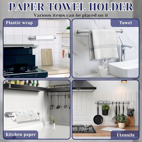 Sliver Paper Towel Holder, Self Adhesive Paper Towel Holder Under Cabinet