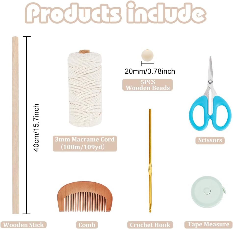 DIY Macrame Kit for Adults Beginners Bohemian Macrame Wall Hanging Ornament Creative Boho / White-8