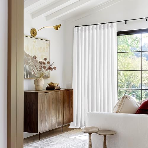 TWODRAPES Snow White Pinch Pleat Semi Sheer Linen Curtains W70xL102 1 Panel