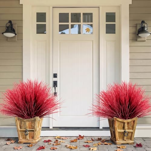 RECUTMS 12Pcs Artificial Grass Plant Fall Greenery Stems Faux Wheat Grass