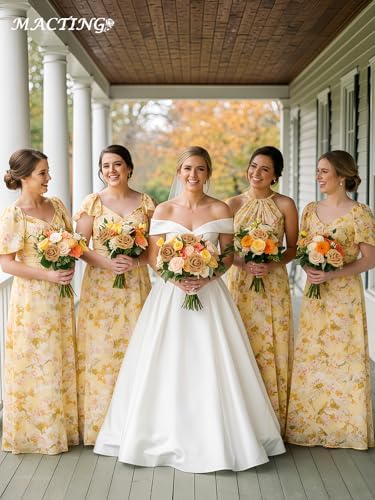 30PCS Gold Yellow Artificial Roses with Stems, Real Touch Foam Flowers