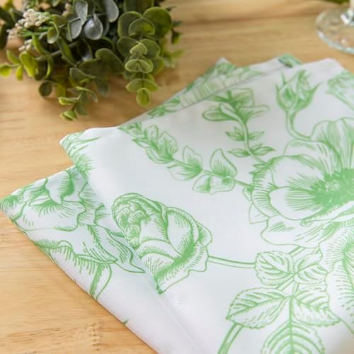 PLOYMONO Green Floral Cloth Napkins - 8 Pack 17" x 17" Polyester Napkins