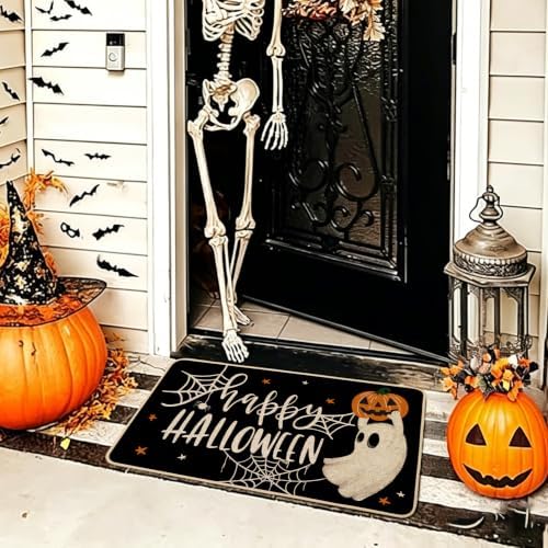 Baccessor Halloween Welcome Doormat Ghost Pumpkin 17x29 Inch