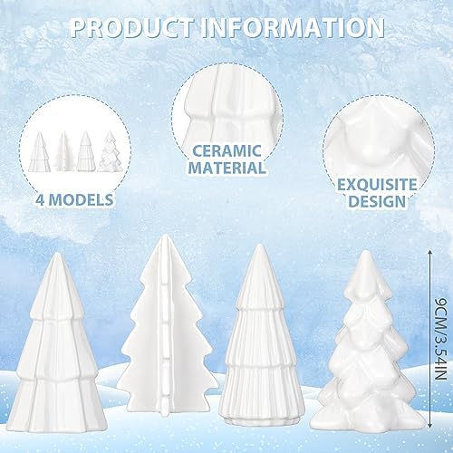 Nuenen 8 Pcs White Ceramic Christmas Tree Decor Winter Decoration, Classic