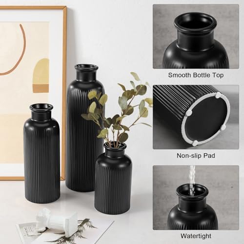 Small Ceramic Vase / Black / Set of 3