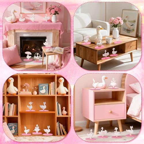 Amyhill 12 Pcs Goose Table Decorations Wooden Tabletop Centerpiece Wooden Table Sign for Tiered Tray Fiesta Carnival Party