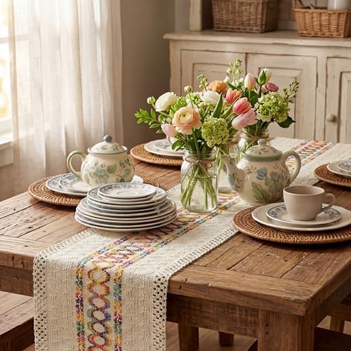 Artoid Mode Colorful Farmhouse Rustic Table Runner 12x90 Inch