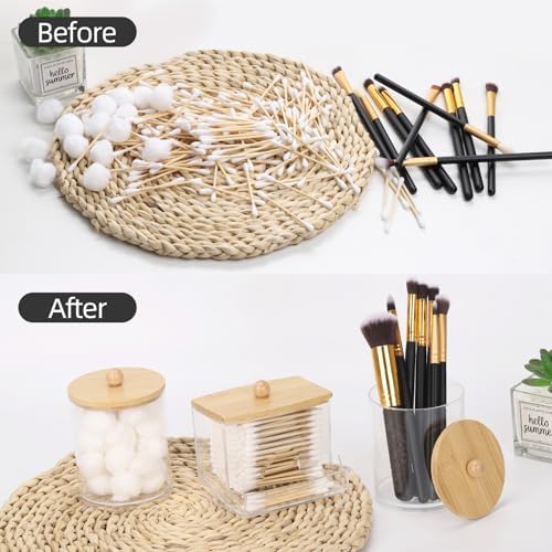 Tbestmax Qtips Dispenser Bathroom Container, 10/12 oz Cotton Ball Holder, Apothecary Jar Organizer for Storage Cotton