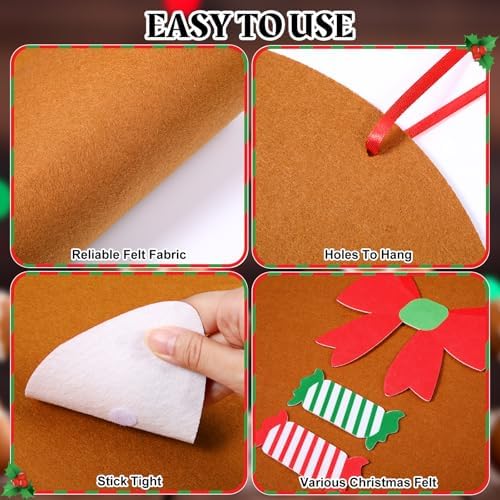 WovWeave 2.7ft DIY Felt Christmas Gingerbread Man Set with 46 Ornaments