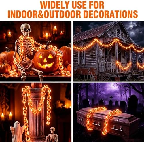 16.4 ft Halloween Chain Lights, Outdoor Orange Halloween Lights