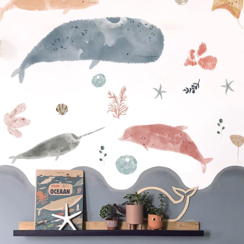 Vinyl DIY Watercolor Decals / Ocean Animals-a