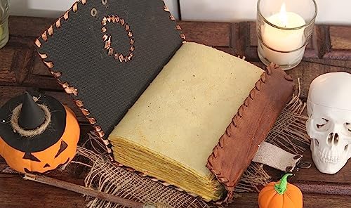 Hocus Pocus Book Of Shadows, Grimoire Spell Books Prop Witch Halloween Decorations Decor, Book Of Shadows Spell Book, Witchy Gifts For Women Spellbook Leather Bound Journal, Grimoire Witch Decor 7 x 5 Inches