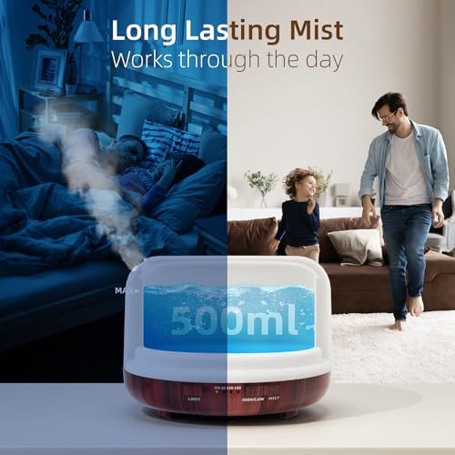 ASAKUKI Essential Oil Diffuser for Home, 500ML Aromatherapy Humidifier