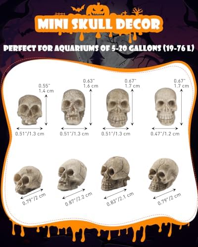 Uniclife 20 Pcs Halloween Mini Skull Decorations, Halloween Fish Tank Decor, Realistic Resin Mini Skulls Figurines for Party Crafts Bar Home, Vase Fillers, Miniature Skeleton Head Table Decor