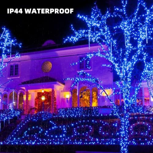 TW SHINE Christmas Lights, 200 LED 66FT Outdoor Christmas Lights Plug in with 8 Modes, Waterproof Light Outdoor, Indoor Xmas Decorations for Party Yard House Decor, Blue