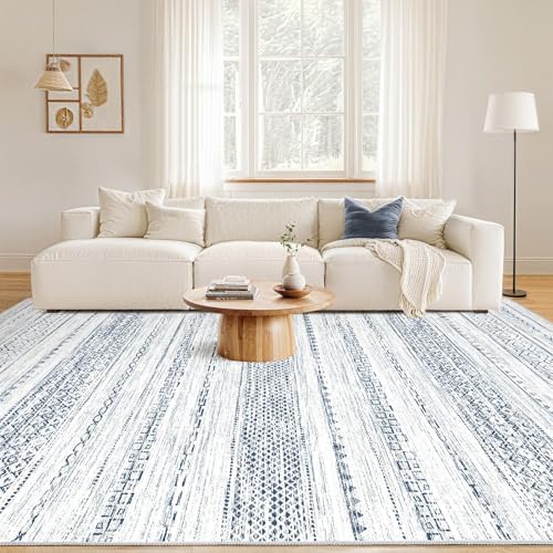 Nakagishi 9x12 Area Rugs Living Room: Washable Boho Large Neutral Soft Farmhouse Rug Stain Resistant Modern Indoor