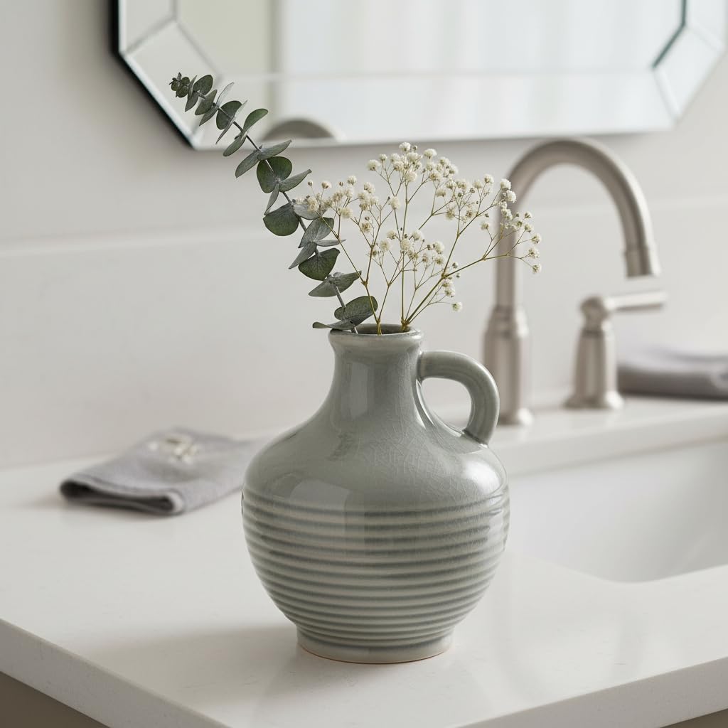 Small Modern Boho Vase / 6 Inch / Gray - 6