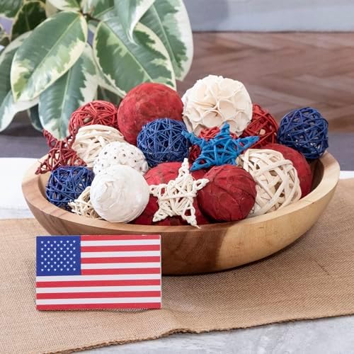 ANDALUCA American Flag Decorative 4th of July Large Vase Filler Bag with Orbs, Decorative Balls (Red, White & Blue)