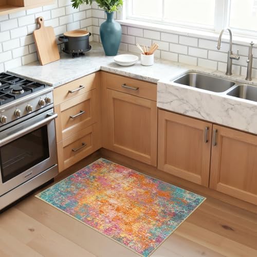 RELEANY Washable 2'x3' Abstract Area Rug for Living Room Starlight