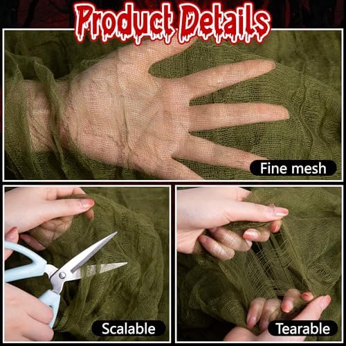 600'' x 36'' Large Halloween Creepy Cloth Decoration, Spooky Gauze Fabric