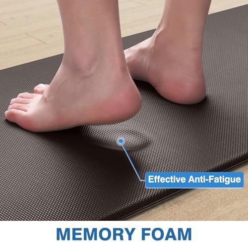 StepRite Kitchen Mats for Floor, 2-Piece Anti-Fatigue Rugs, Chocolate