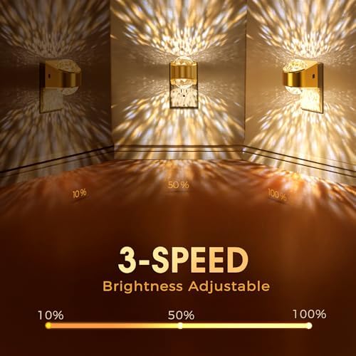 Briignite Night Light, Gold Night Lights Plug into Wall 2Pack LED Projector