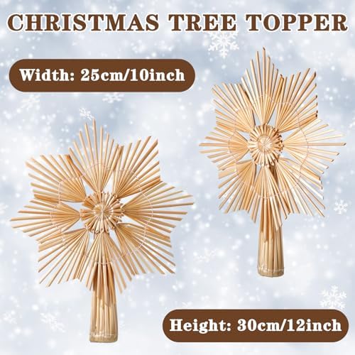 Lineshading Straw Star Tree Topper 10x12 Scandinavian Snowflake,Classic