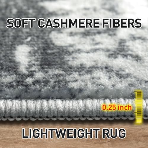 5x7 Area Rugs for Living Room: Washable Abstract Black Grey Gold Carpet