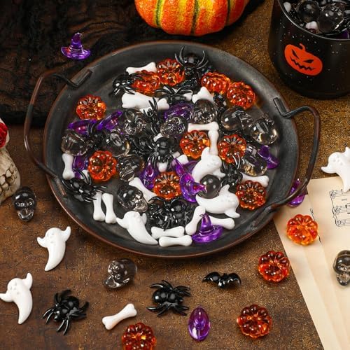 240pcs Halloween Vase Filler Pumpkin Ghost Bat Skull Witch Hats