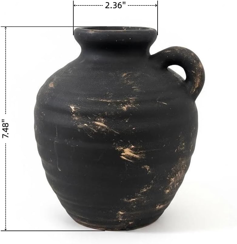 Rustic Ceramic Vase / Black Bronze-s-101
