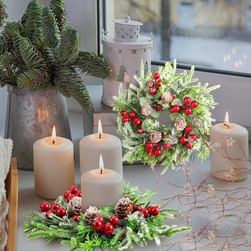 8 Pcs Christmas Candle Ring Wreath Small Kitchen Cabinet Table Decor